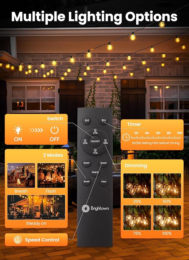 Brightown 38FT Solar String Lights Outdoor - Image 7