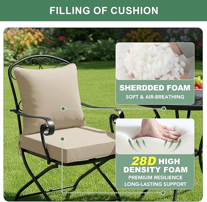 Outdoor Chair Cushions, Waterproof Backrest and Deep Seat Cushion Set - Image 4