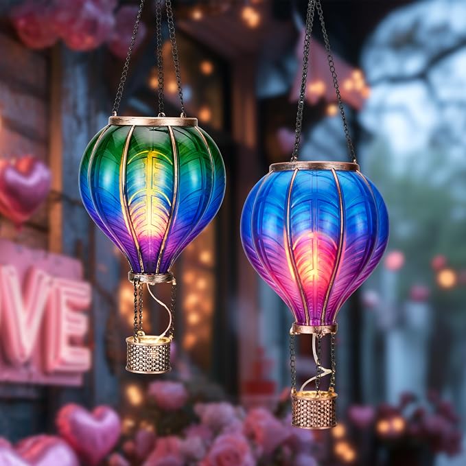 TERESA'S COLLECTIONS 2 Pack Hanging Solar Lantern Outdoor Garden Decor - Image 2