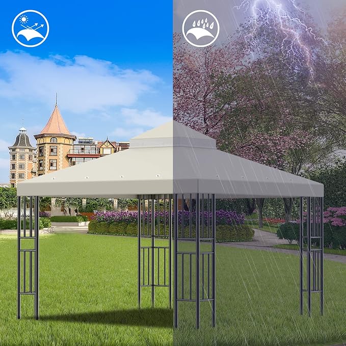 Sumfaller 10x10 FT Gazebo Replacement Canopy Top Cover Double Tiered Canopy Top - Image 4