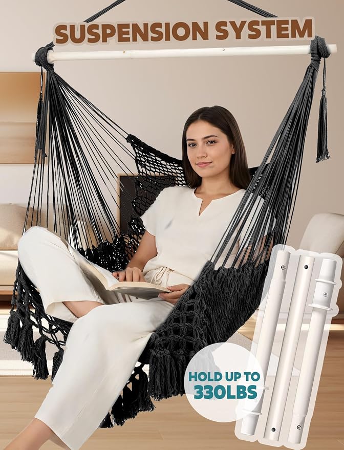 Chihee Hammock Chair Super Large Soft-Spun Cotton Rope Weaving Hanging Chair - Image 5