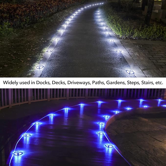 AGPTEK Solar Driveway Lights Outdoor 1 Pack, 2 Color Modes LED Deck Dock Marine - Image 6