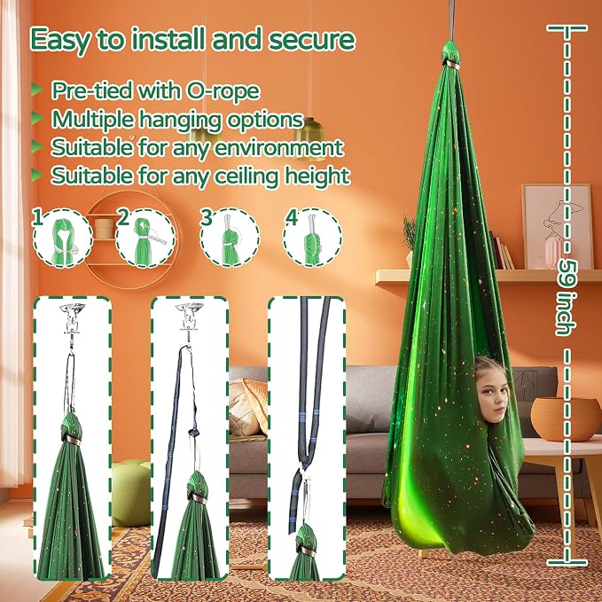 Sensory Swing for Kids and Adults Indoor & Outdoor Double Layer Therapy Cuddle - Image 5