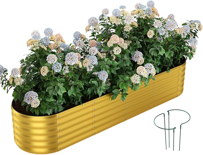 Galvanized Metal Planter Round Raised Garden Bed Kit by ZFHgarden