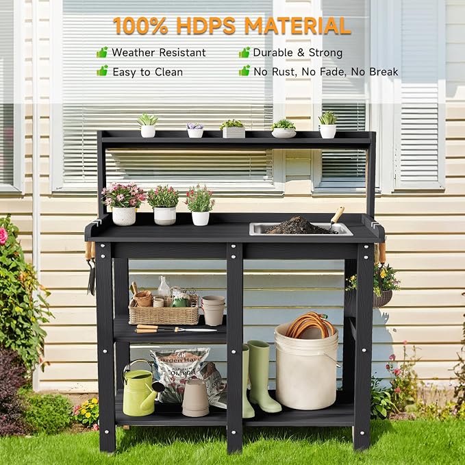 ONBRILL Potting Bench, Outdoor Potting Bench Table - Image 7