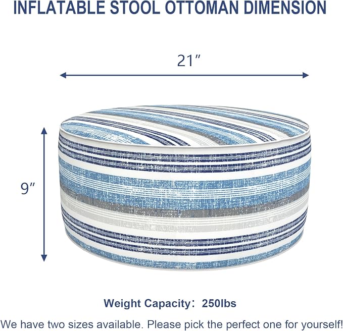 Patio Inflatable Ottoman, 21x9 Inch Portable Stool Ottoman - Image 2