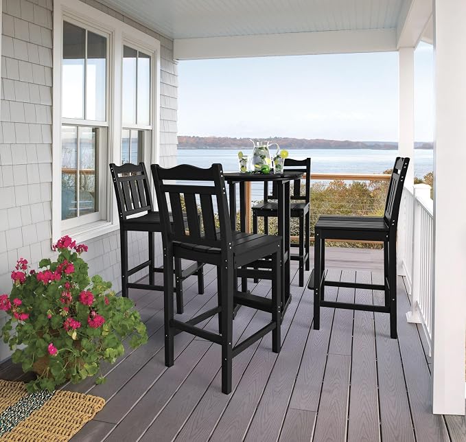 nalone Outdoor Bar Chairs and Table Set, HDPE Balcony Adirondack Chairs and - Image 7