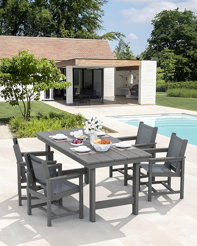 SERWALL Textilene Outdoor Dining Chair Set of 2, HDPE Frame - Image 7