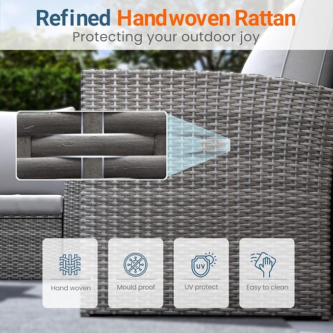 Wisteria Lane 5 Piece Patio Furniture Set, Wicker Outdoor Patio Conversation - Image 4