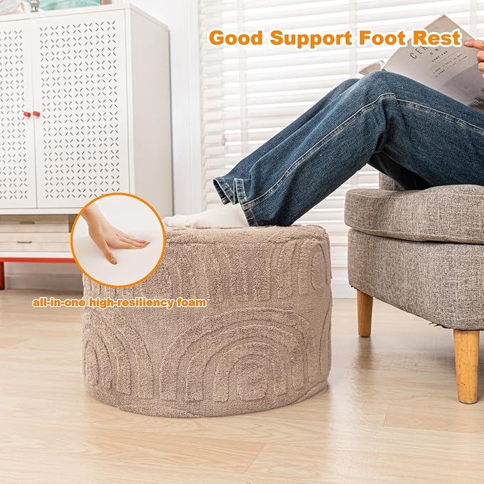 Asuprui Round Ottoman Pouf Ottoman Foot Stool Seat Faux Fur Bean Bag Foot Rest - Image 7