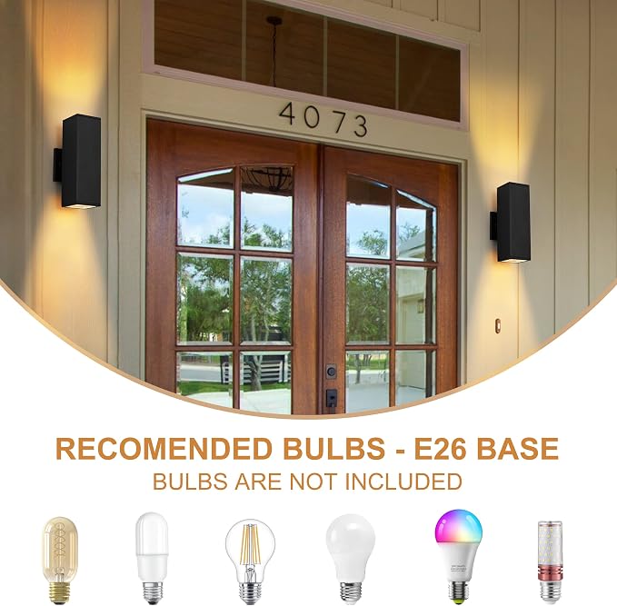 Outdoor Wall Lights, 2 Pack Waterproof Exterior Lighting Fixtures, Anti-Rust - Image 3