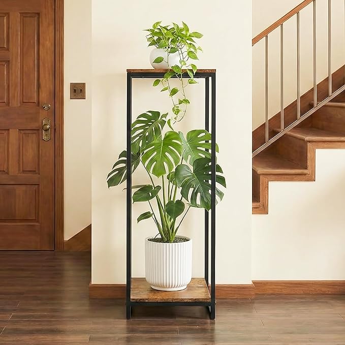 34" Tall Plant Stand Indoor, 2-Tier Modern Plant Shelf, Corner Flower Pot - Image 5