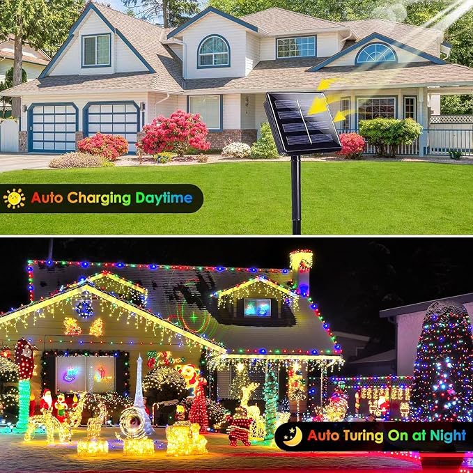 Extra-Long Solar String Lights Outdoor, Copper Wire 8 Modes Solar Powered - Image 3