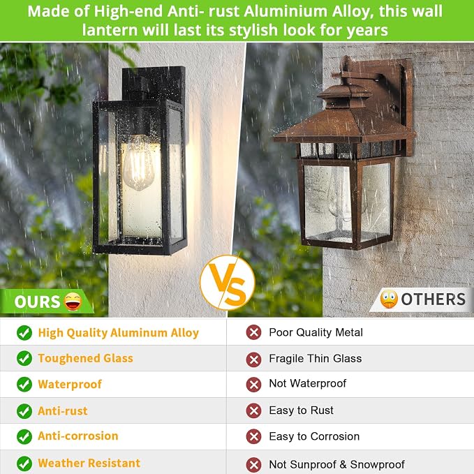 MAXvolador Outdoor Wall Sconce, Exterior Waterproof Wall Lantern Light Fixtures - Image 5