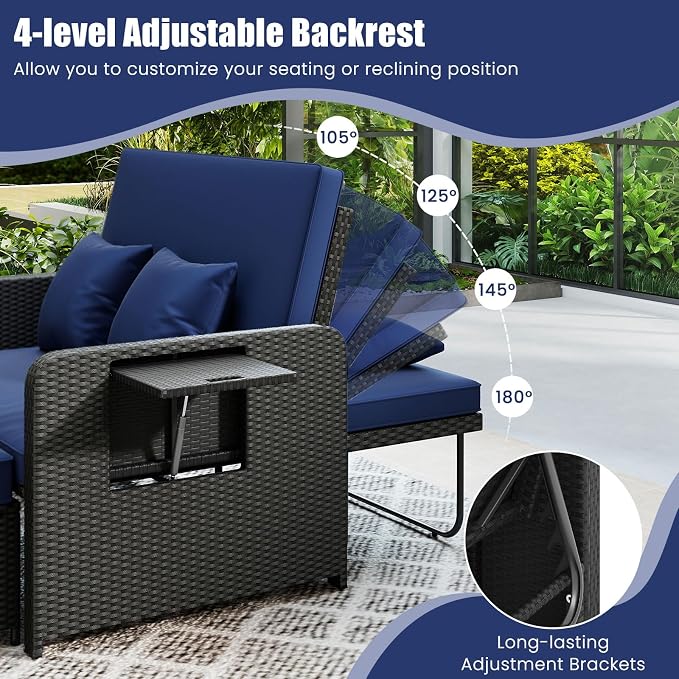 COSTWAY Patio Rattan Daybed - Image 4