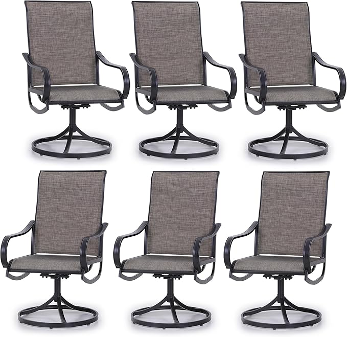 PHI VILLA Patio Swivel Dining Chairs Set of 6 Outdoor Metal Chair by PHIVILLAThepioneerofcomfortablehouseholdsupplies