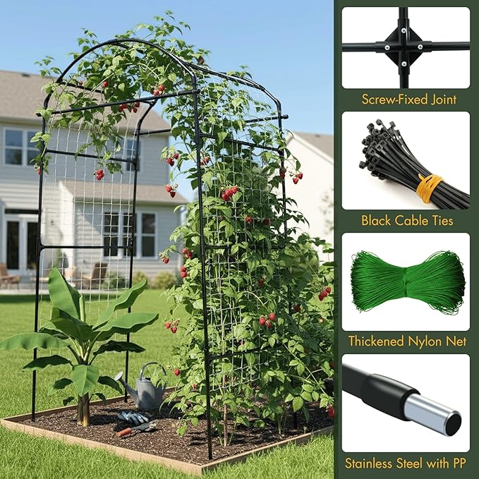 79" Garden Trellis Arch for Climbing Plants – Tall Outdoor Metal Trellis for - Image 5