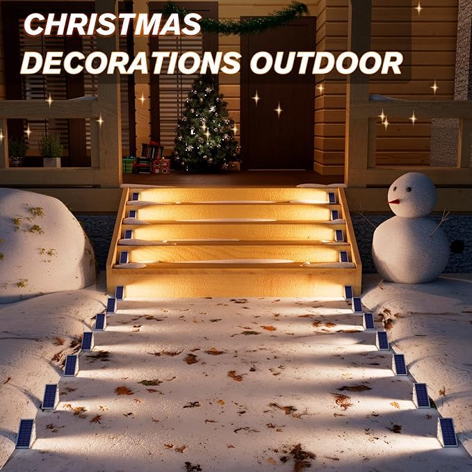 VOLISUN Outdoor Stair Lights 8 Pack, Solar Step Lights Waterproof IP67 - Image 3