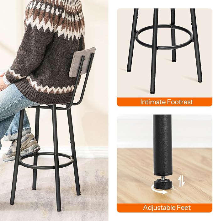 HOOBRO Bar Stools, 25.2" Bar Chairs - Image 6