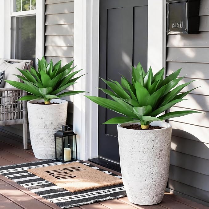 Ivydale Fake Plants 18 Inch Agave Artificial Plants Outdoor 2 PCS - Image 7