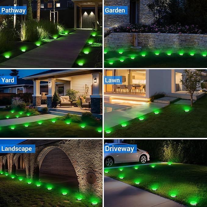 Peasur Mini Solar Ground Lights Outdoor, 8 Pack Flat Solar Powered Disc Lights - Image 6