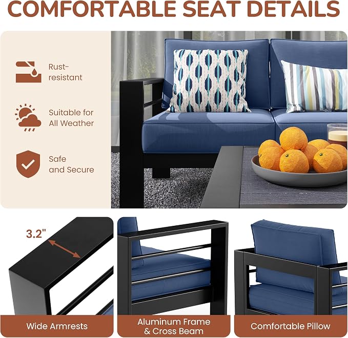 Solaste Aluminum Patio Furniture Set - Image 9