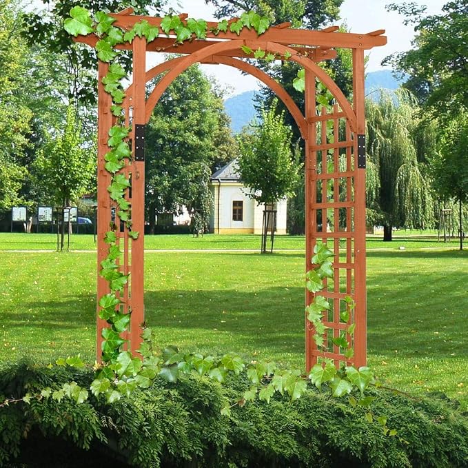 Premium Outdoor Wooden Cedar Arbor Arch Pergola Trellis Wood Garden Yard Lattice - Image 2
