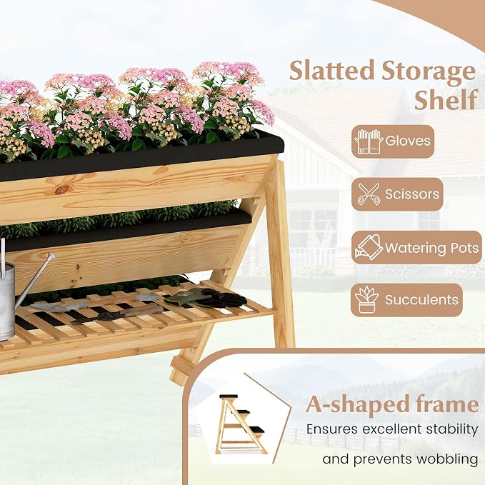 Giantex 3-Tier Vertical Raised Garden Bed, Wood Elevated Planter Box - Image 6