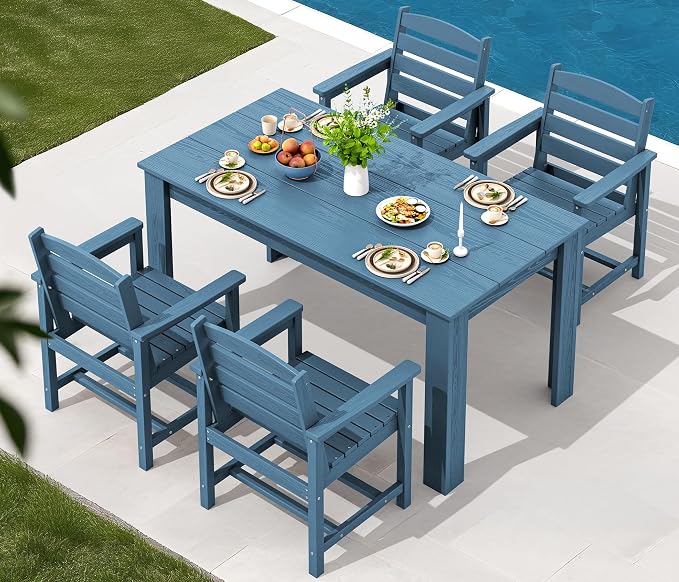 SERWALL HDPE Dining Set for 4, Outdoor Dining Sets for 4 Person by SERWALL