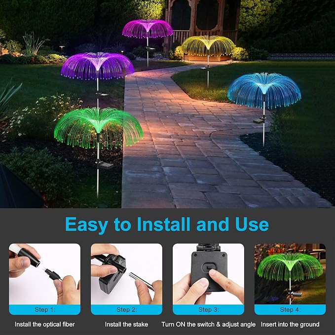 Vosaro Solar Flower Lights Outdoor Garden Decorations Waterproof, Solar Yard - Image 2