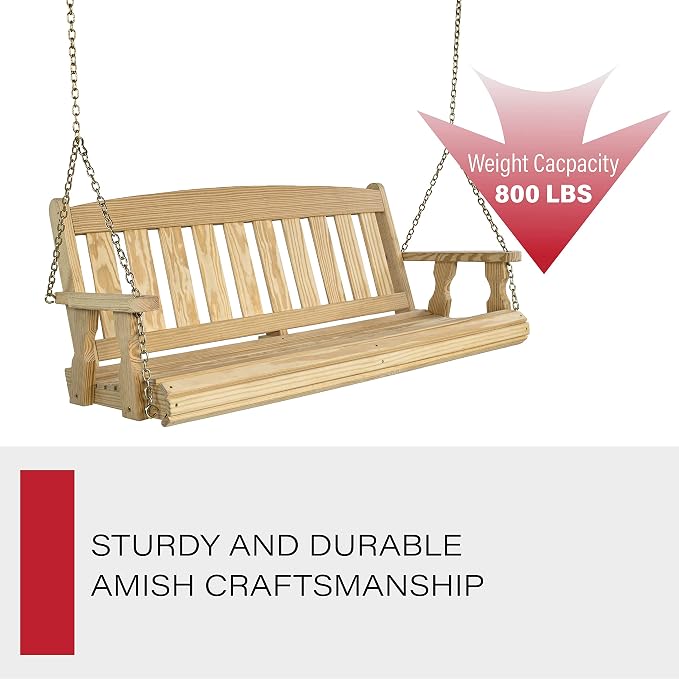 Amish Casual Heavy Duty 800 Lb Mission Treated Porch Swing - Image 7