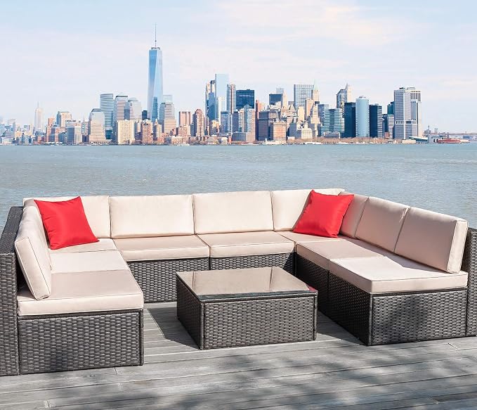 Devoko 9 Pieces Outdoor Sectional Sofa All-Weather Patio Furniture Sets Manual - Image 6