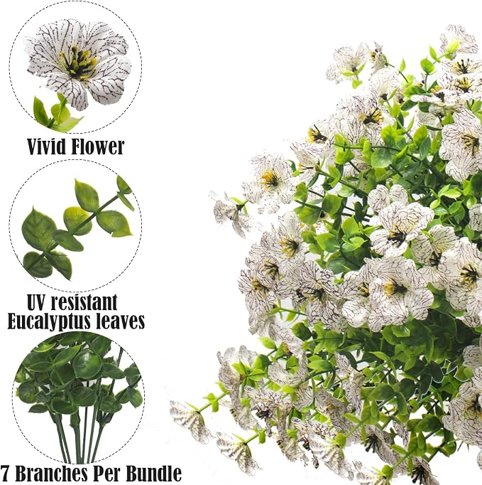 Artificial Fake Flowers for Outdoor Spring Decoration, 16 Bundles Faux Silk - Image 3