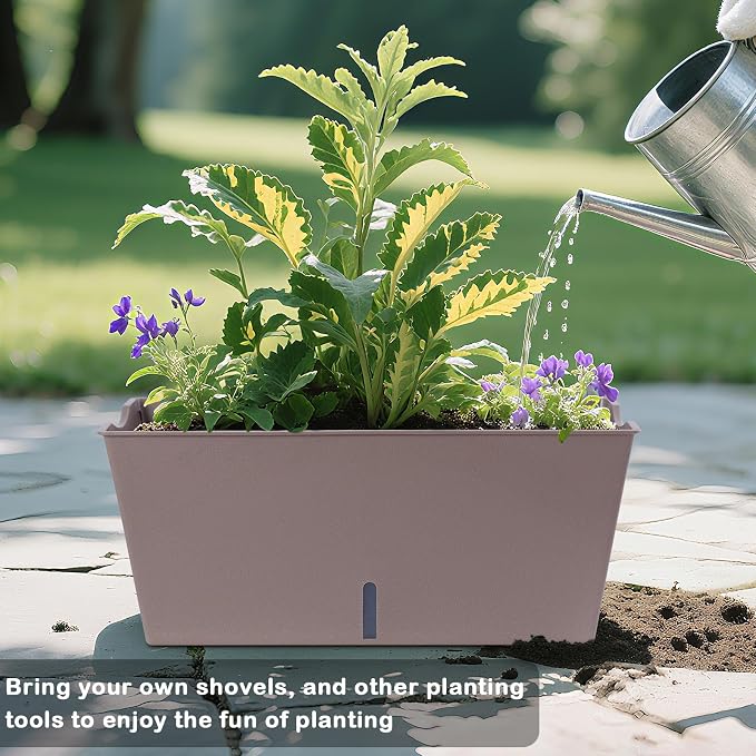 Window Box Planter 6 Pcs, 16.5 Inches Self Watering Rectangle Flower Plant Pots - Image 5