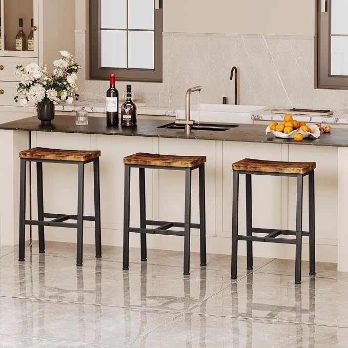 Homeiju Bar Stools, Counter Height Bar Stools Set of 2, 23.6 Inch Saddle Stools - Image 6