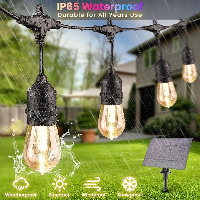 100FT RGB Solar Outdoor String Lights - Image 4