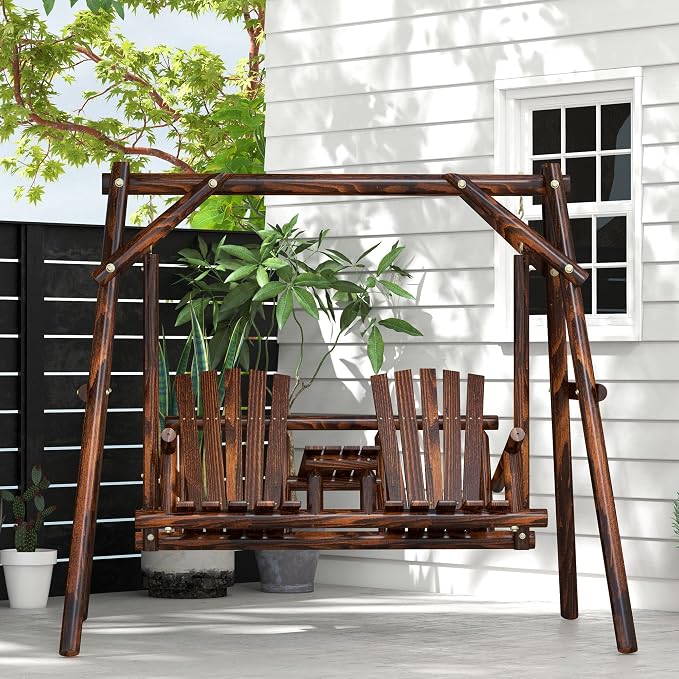 Outsunny Wooden Porch Swing - Image 6