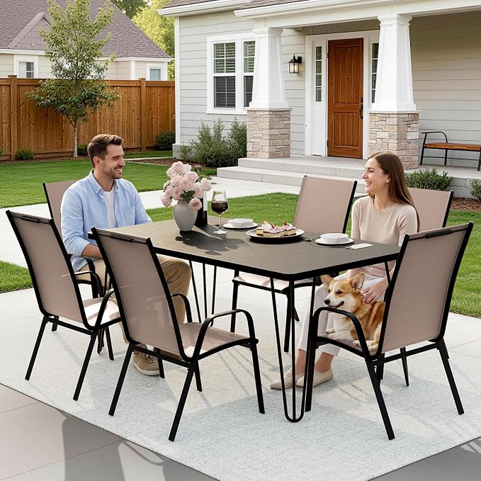 JEAREY Patio Dining Chairs Set of 6, Outdoor Stackable Dining Furniture Set - Image 6