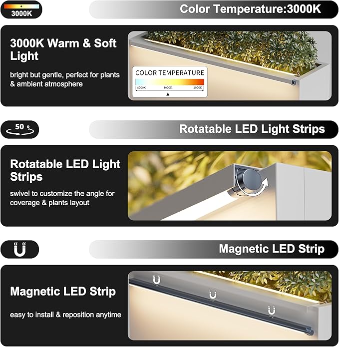 GSK 30" L White LED Metal Planter - Image 4