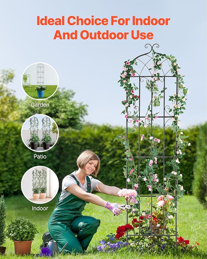 VEVOR Garden Trellis for Climbing Plants, 87 x 20 in, 2 Packs Rustproof Metal - Image 6