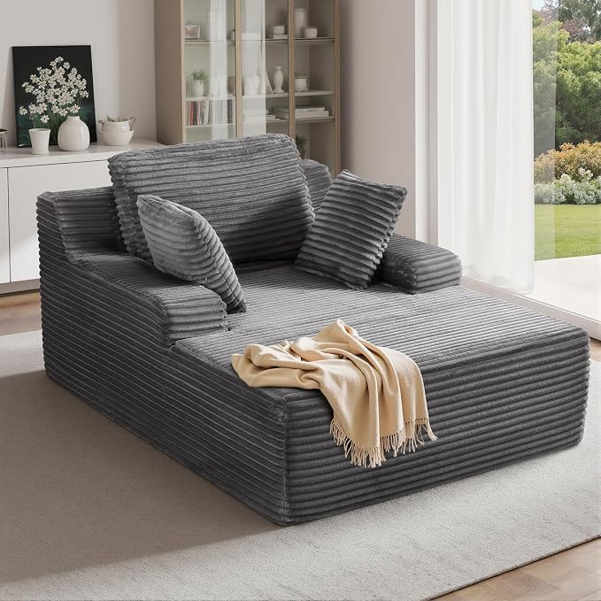 51'' Oversized Chaise Lounge Chair Indoor, Non-Assembly Deep Seat Sofa Bed by Luxanimarion
