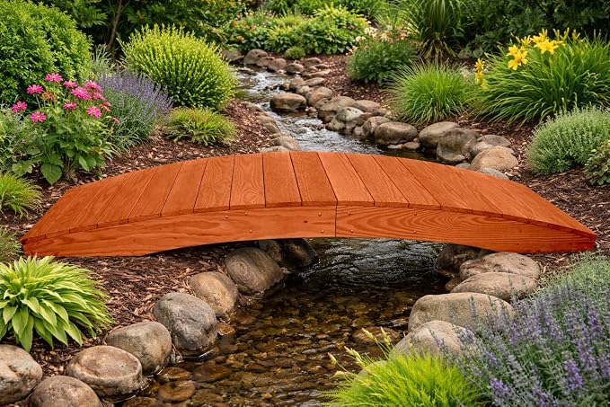 8 FT Cedar Amish Made Pinewood Heavy Duty Garden Bridge - Image 6