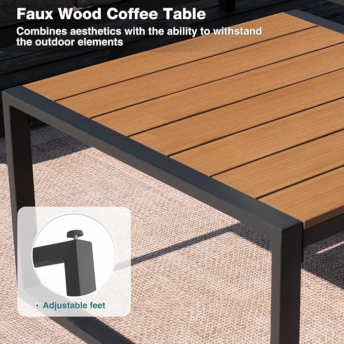 Metal Patio Furniture Set, 6 Pieces Outdoor Sectional Sofa Set - Image 5