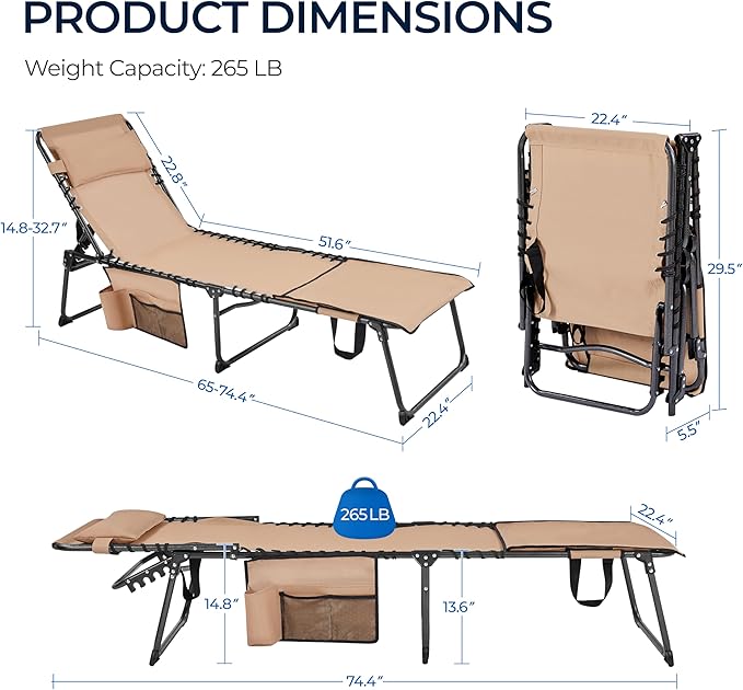 Yaheetech 22.4" Tanning Chair - Image 3
