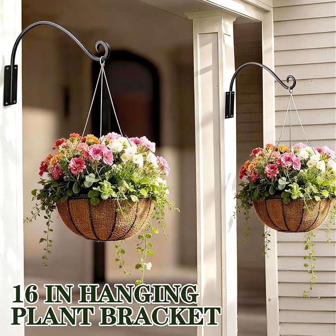 16 Inch Plant Hangers Outdoor 4 Pack, Plant Hanging Hook Bracket - Image 2