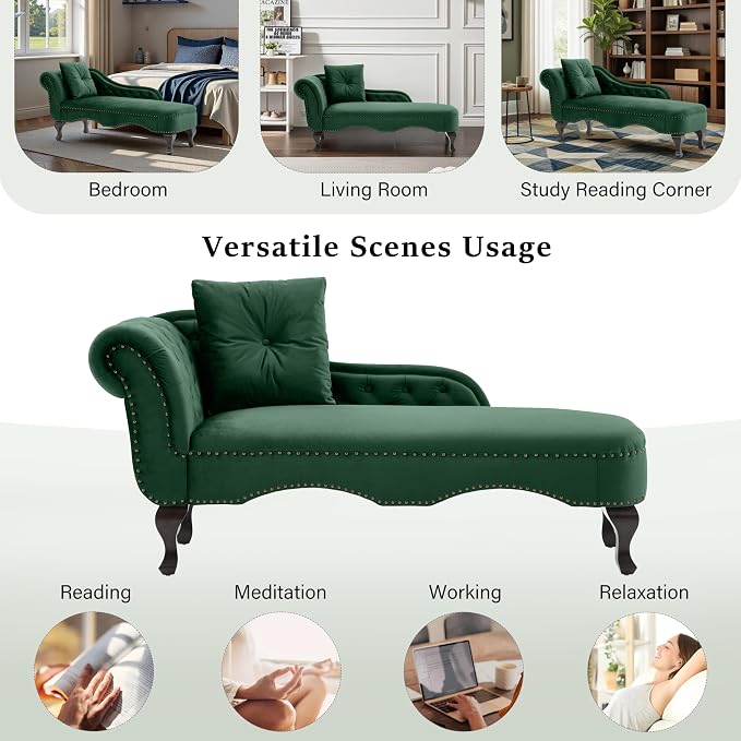 Merax 62'' Velvet Chaise Lounge Indoor - Image 6