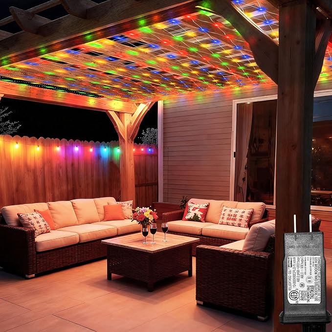 Lovelite 8ft x 8ft Net Lights, 180LED Gazebo Lights Outdoor 8 Modes Timer by Lovelite