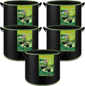 NACHLYNN 5-Pack 15 Gallon Grow Bags Thickened Nonwoven Fabric Pots Heavy Duty by Createyourownlifestory
