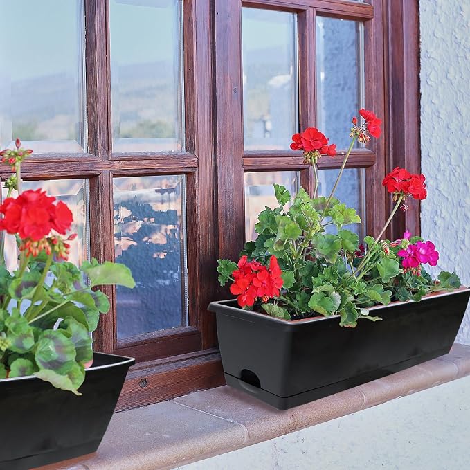 QPEY Window Box Planter, 10 Pack 17 Inch Plastic Flower Box - Image 5