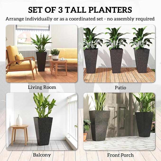 Outsunny 28 Inch Tall Planters for Outdoor Plants, Stackable Tapered Large - Image 4